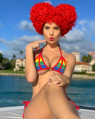 AMANDA CERNY in Bikini with a Red Wig at a Boat, January 2020 фото №1241858