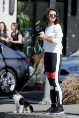 Nina Dobrev in Spandex – Takes Her New Puppy For a Walk in West Hollywood  фото №960075