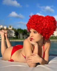 AMANDA CERNY in Bikini with a Red Wig at a Boat, January 2020 фото №1241857