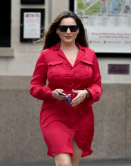 KELLY BROOK in a Red Dress Arrives at Global Radio in London 07/16/2020 фото №1264484