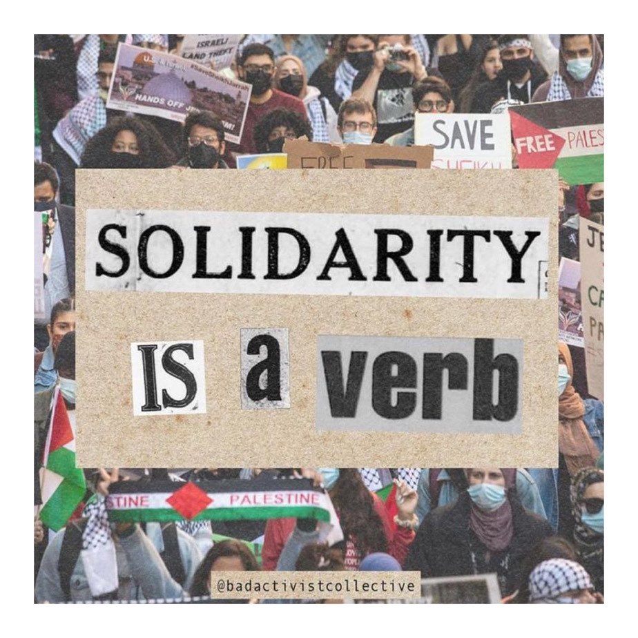 “Solidarity does not assume that our
struggles are the same struggles, or that
our pain is the same pain, or that our
hope is for the same future. Solidarity
involves commitment, and work, as
well as the recognition that even if we
do not have the same feelings, or the
same lives, or the same bodies, we do
live on common ground.” —Sara Ahmed

#repost @badactivistcollective