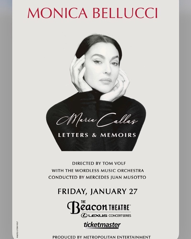 ❤️The World Tour continues « Maria Callas » Letters & Memoirs January 27th at Beacon Theather, New York.Ticket available at TicketsMaster.comDirector and photography @tomvolf #monicabellucci#worldtour#newyork#beacontheatre#live#mariacallas#lettersandmemoirs#tomvolf