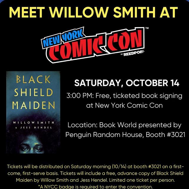 Find me at Penguin Random House’s “Book World” booth #3021 on Saturday, October 14 at 3:00pm for a chance to get a signed advanced copy & a photo with me!@newyorkcomiccon@NY_Comic_Con#NYCC@DelReyBooks@jesshendelwrites